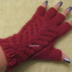 Wool Cabled Gloves, Hand Knit Fingerless Gloves,..