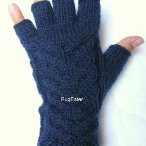 Women's Fingerless Gloves, Navy..