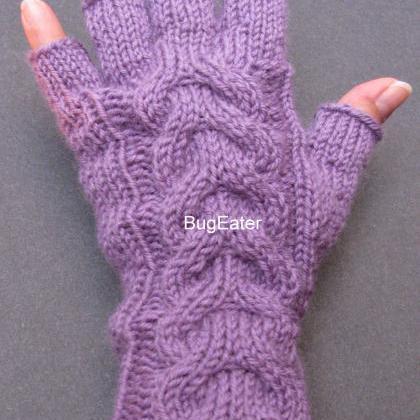 Lilac Cable Knit Wool Gloves